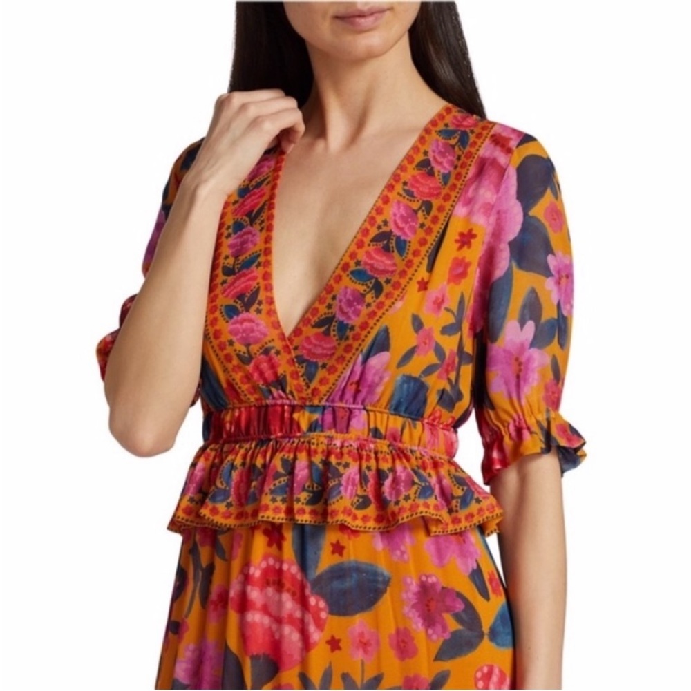 NEW Farm Rio Floral Dream Maxi Dress Floral Dream Yellow XS - Picture 4 of 17